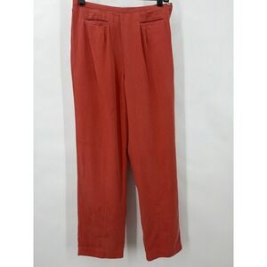 Y2K Freeport Studio Coral Red‎ Tencel Pleated Trousers 8 Made in USA
